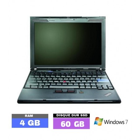 Lenovo Thinkpad X200 - Windows 7 - Ram 4 Go - SSD 60 Go- N°021103 - GRADE B