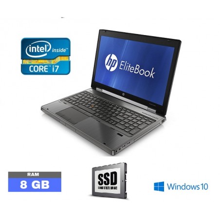 HP ELITEBOOK 8560W sous Windows 10 GRADE D - Core i7 - 8Go RAM - SSD - N°032402