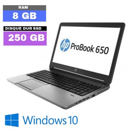 HP PROBOOK 650 G1 - Windows 10 - SSD - Core I7 -Ram 8 Go - Webcam - N°190503 - GRADE B
