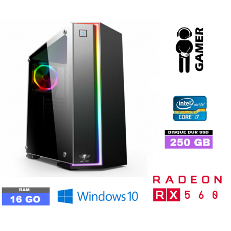 PC GAMER Clone ONE RGB EDITION - Windows 10 - SSD + HDD 500 Go - Core I7 - Radeon RX560 4go -  Ram 16 Go - N°030460 - GRADE B