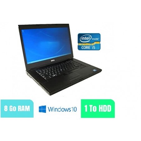 DELL LATITUDE E6510  Windows 10 - CORE I5 - HDD 1000 GB - Ram 8 Go - N°110301 - GRADE B