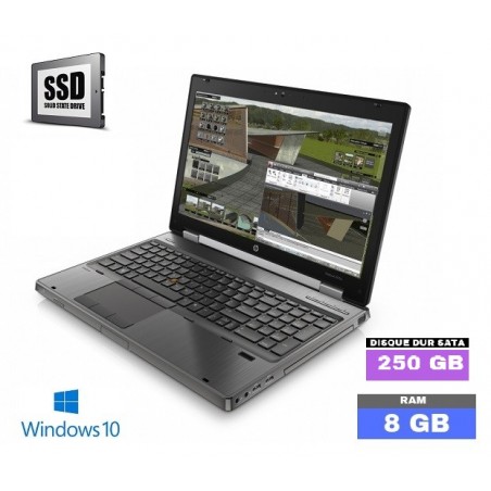 HP ELITEBOOK 8570W sous Windows 10 - Core i5 - 8Go RAM - SSD 250  GO - Grade B - N°020509