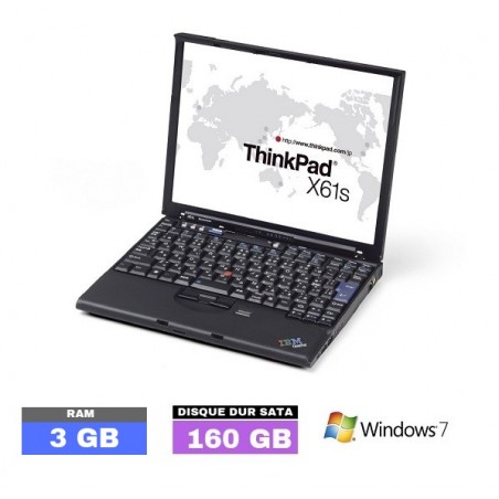 Lenovo Thinkpad X61S sous Windows 7 - Ram 3 Go - HDD 160 GO - N°060502 - GRADE B