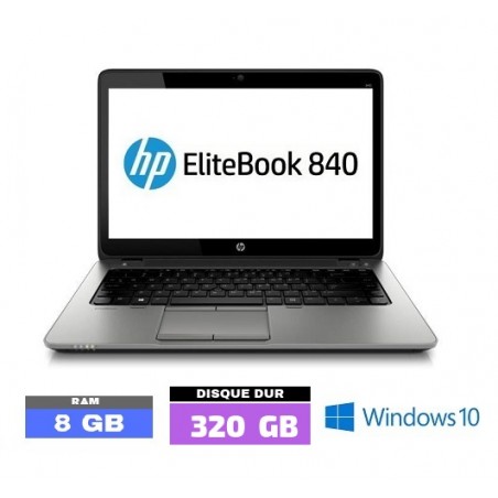HP Elitebook 840 G1 Core i5 sous Windows 10 - HDD 320 GO - WEBCAM - 8 Go RAM  - GRADE D - N°100508