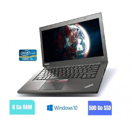 LENOVO T450 Core I5 - Windows 10 - SSD 500 Go - Ram 8Go - WEBCAM - N°100512 - GRADE B