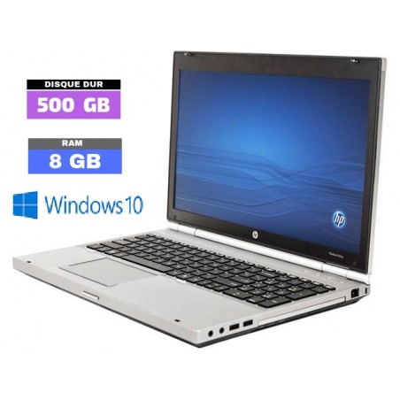 HP ELITEBOOK 8560P sous Windows 10 - GRADE D - Core i3 - 8 Go RAM - HDD 500 GB  - WEBCAM - N°310502