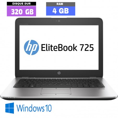HP ELITEBOOK 725 G3 Sous Windows 10  - Stockage 320 Go - 4 Go RAM - 020605