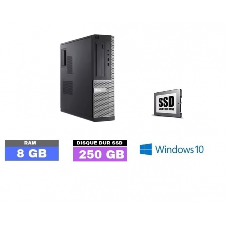 UC DELL OPTIPLEX 390 DT Sous Windows 10 - SSD 250 GO- Core I5- Ram 8 Go - N°080922 - GRADE B