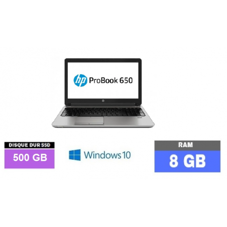 Offre d'automne : HP PROBOOK 650 G1 - Windows 10 - SSD 500 GO - Core I3 -Ram 8 Go -  N°230902 - GRADE B