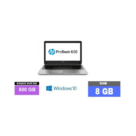 Offre de Janvier : HP PROBOOK 650 G1 - Windows 10 - SSD 500 - Core I3 -Ram 8 Go - N°041090 - GRADE B