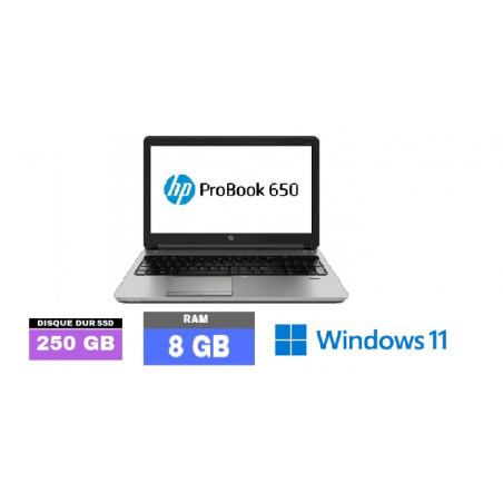 HP PROBOOK 650 G1 - Windows 11 - SSD 250 GO  - Core I3 -Ram 8 Go - SANS WEBCAM - N°131001 - GRADE B