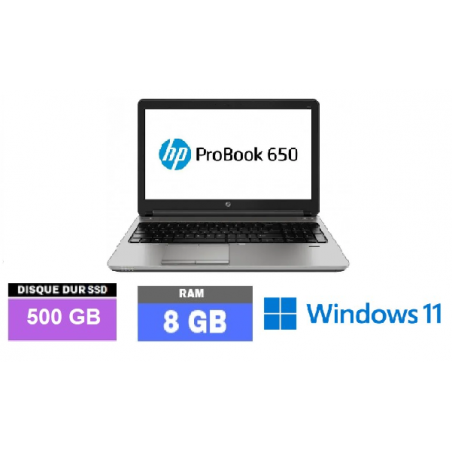 HP PROBOOK 650 G1 - Windows 11 - SSD 500 GO  - Core I3 -Ram 8 Go - SANS WEBCAM - N°131002 - GRADE B