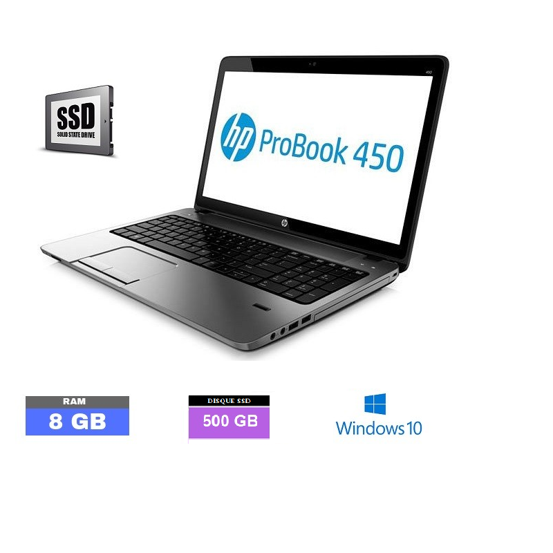 HP Probook 450 G1 Core i5 - SSD 500 GO - 8 Go RAM - Windows 10 - N