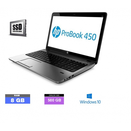 HP Probook 450 G1 Core i5 - SSD 500 GO - 8 Go RAM - Windows 10  - N°301119 - GRADE B