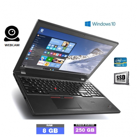 LENOVO T550 - Core I5  - WEBCAM - Windows 10 - SSD 250 - Ram 8Go - N°010301 - GRADE B