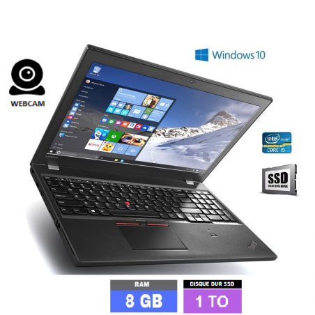 LENOVO T550 - Core I5  - WEBCAM - Windows 10 - SSD 1 To - Ram 8Go - N°010303 - GRADE B