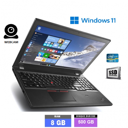 LENOVO T550 - Core I5  - WEBCAM - Windows 11 - SSD 500 - Ram 8Go - N°010306 - GRADE B