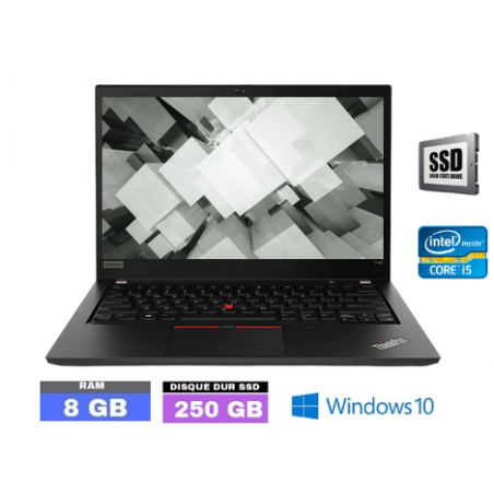 LENOVO T490 - GRADE B -  Core I5 - RAM 8 GO - SSD 250 Go - Windows 10 N°050404
