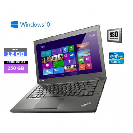 LENOVO T440 - Windows 10 - Core I5 - SSD 250 GO - Ram 12 Go - Webcam - N°060401 - GRADE B