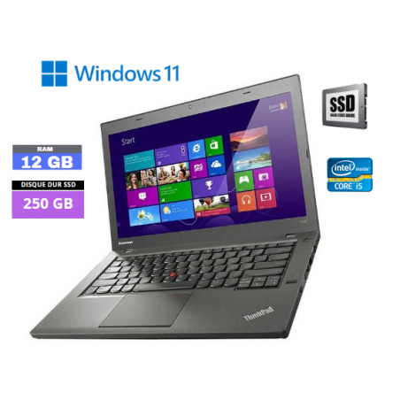 LENOVO T440 - Windows 11 - Core I5 - SSD 250 GO - Ram 12 Go - Webcam - N°060405 - GRADE B