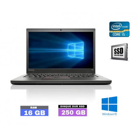 LENOVO T450 Core I5 - Windows 10 - SSD 250 Go - Ram 16 Go - WEBCAM - N°060409 - GRADE B
