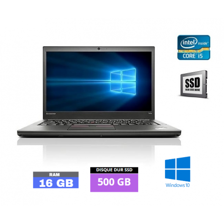 LENOVO T450 Core I5 - Windows 10 - SSD 500 Go - Ram 16 Go - WEBCAM - N°060410 - GRADE B