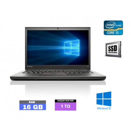 LENOVO T450 Core I5 - Windows 10 - SSD 1 To - Ram 16 Go - WEBCAM - N°060411 - GRADE B