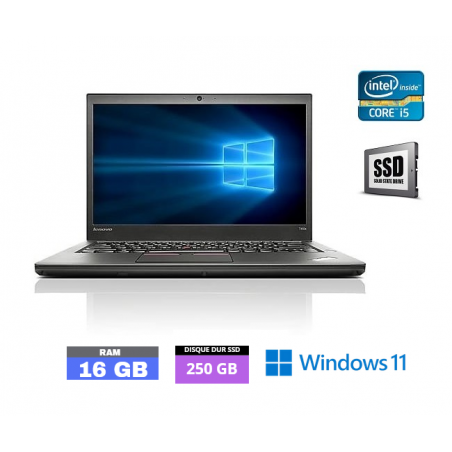 LENOVO T450 Core I5 - Windows 11 - SSD 250 Go - Ram 16 Go - WEBCAM - N°060413 - GRADE B