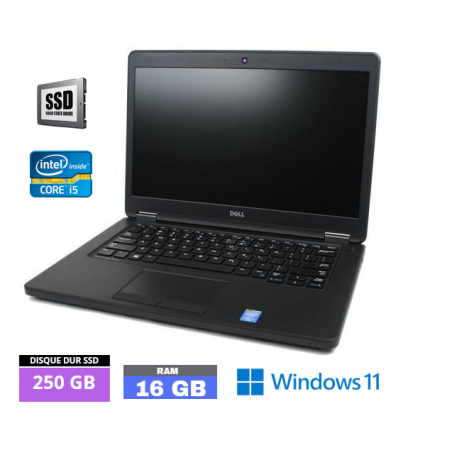 DELL E5450 Core I5 Sous Windows 11 - SSD 250 GO - Ram 16 Go - WEBCAM - N°110405 - GRADE B