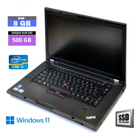 LENOVO T530 Core I5 - Sous Windows 11 - WEBCAM - Ram 8 Go - SSD 500 Go - N°120413 - GRADE B