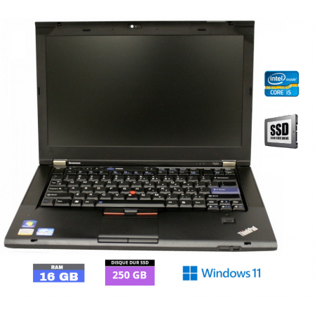 LENOVO T420 Intel Core I5 sous Windows 11 - SSD 250 GO - Ram 16 Go - N°140409 - GRADE B