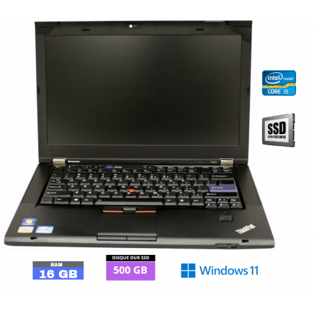 LENOVO T420 Intel Core I5 sous Windows 11 - SSD 500 GO - Ram 16 Go - N°140410 - GRADE B