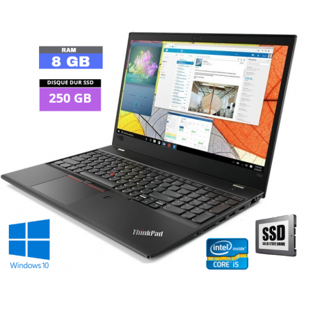 LENOVO T580 - Core I5  - Windows 10 - SSD 250 Go - Ram 8 Go - N°170402 - GRADE B