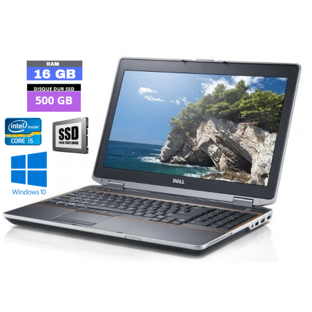 DELL LATITUDE E6530 - Core I5 - Windows 10 - 500 GO SSD - Ram 16 Go - N°170423 - GRADE B