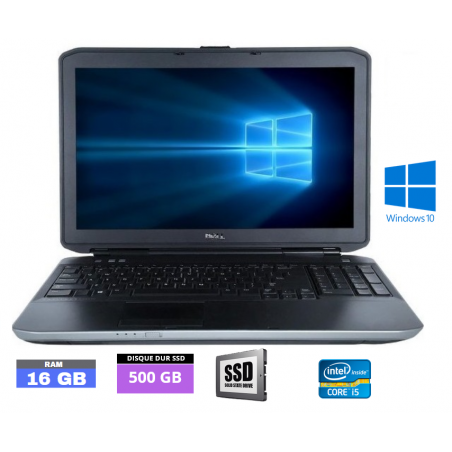 DELL LATITUDE E5530 - Windows 10 GRADE B - Core I5 - Ram 16 Go - SSD 500 Go - N°190409