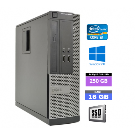 UC DELL OPTIPLEX 3010 SFF  Windows 10 - Core I3 - Ram 16 Go - SSD 250 Go -N°200432 - GRADE B