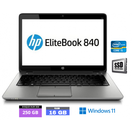 HP Elitebook 840 G1 - Core i5 - Windows 11 - SSD 250 Go - 16 Go RAM  - N°210420 - GRADE B