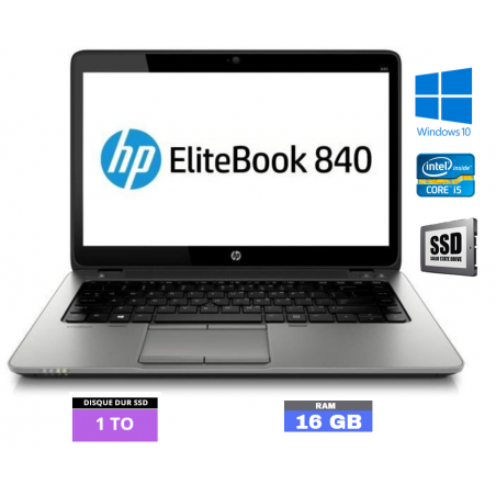 HP Elitebook 840 G1 - Core i5 - Windows 10 - SSD 1 To - 16 Go RAM  - N°210427 - GRADE B