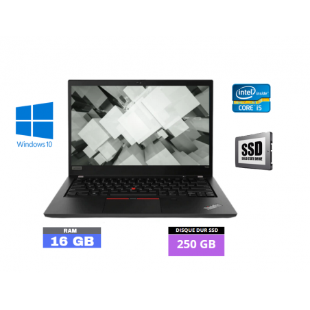 LENOVO T490 - GRADE B -  Core I5 - RAM 16 GO - SSD 250 GO - Windows 10 N°210435
