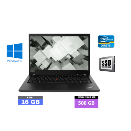 LENOVO T490 - GRADE B -  Core I5 - RAM 16 GO - SSD 500 GO - Windows 10 N°210436
