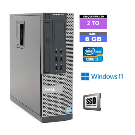 UC DELL OPTIPLEX 9010 SFF - Core I3 - Sous Windows 11 - Ram 8 Go - SSD 2 To - N° 260409 - GRADE B