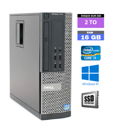 UC DELL OPTIPLEX 9010 SFF - Core I3 - Sous Windows 10 - Ram 16 Go - SSD 2 To - N° 260414 - GRADE B