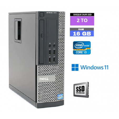 UC DELL OPTIPLEX 9010 SFF - Core I3 - Sous Windows 11 - Ram 16 Go - SSD 2 To - N° 260418 - GRADE B