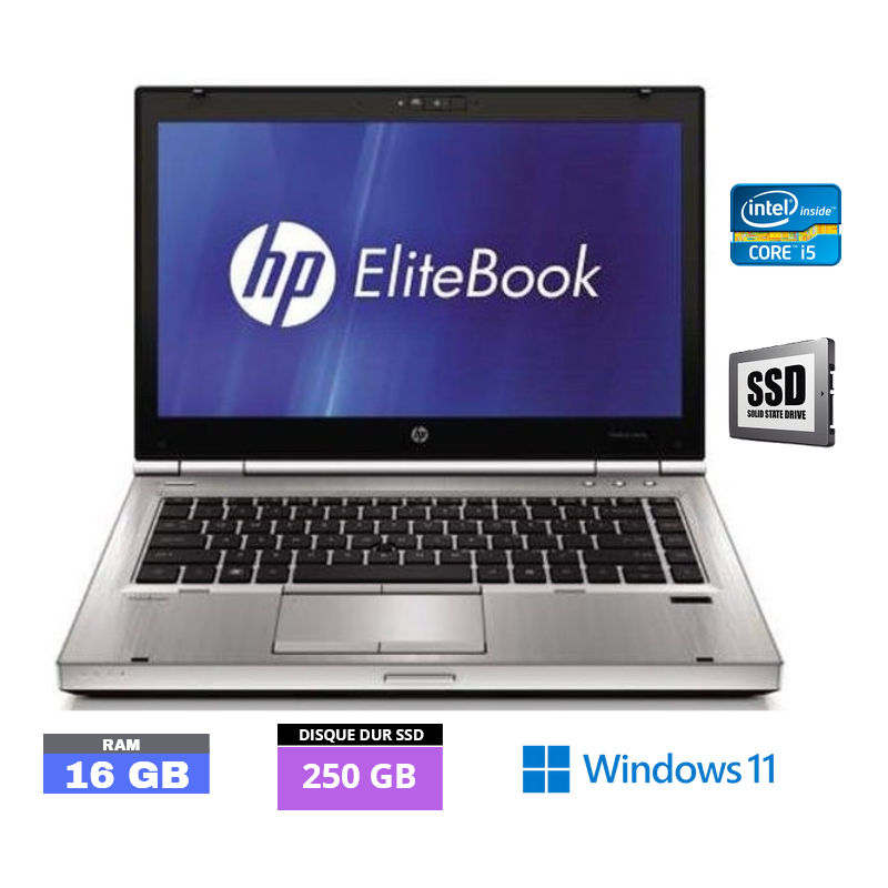 HP Elitebook 8470P Core i5 - 16 Go RAM - SSD 250 GO - Windows 11 - N°260405  - GRADE B
