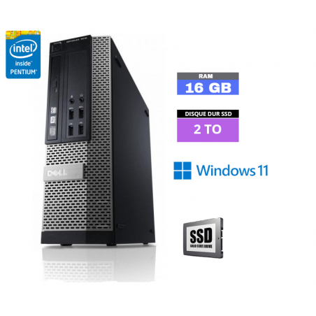 UC DELL 790 SFF - Intel Pentium G630 -  Windows 11 - SSD 2 To  - Ram 16 Go - N°260428 - GRADE B