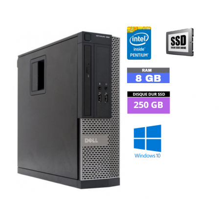 UC DELL OPTIPLEX 390 SFF PENTIUM G630 - Windows 10 - SSD 250 Go - Ram 8 Go - N°280405 - GRADE B