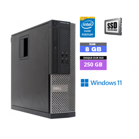UC DELL OPTIPLEX 390 SFF PENTIUM G630 - Windows 11 - SSD 250 Go - Ram 8 Go - N°280410 - GRADE B