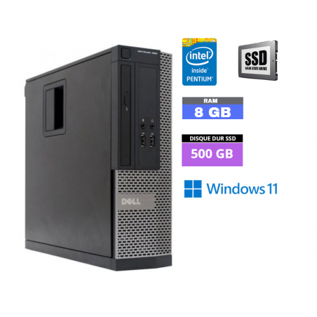 UC DELL OPTIPLEX 390 SFF PENTIUM G630 - Windows 11 - SSD 500 Go - Ram 8 Go - N°280411 - GRADE B