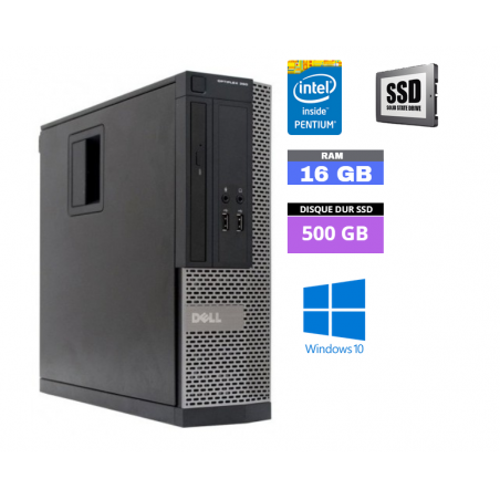 UC DELL OPTIPLEX 390 SFF PENTIUM G630 - Windows 10 - SSD 500 Go - Ram 16 Go - N°280416 - GRADE B