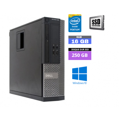 UC DELL OPTIPLEX 390 SFF PENTIUM G630 - Windows 10 - SSD 250 Go - Ram 16 Go - N°280415 - GRADE B